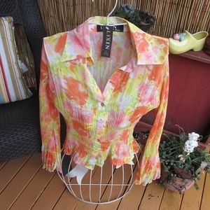 NWT Lixin Blouse Small  Colorful Sheer